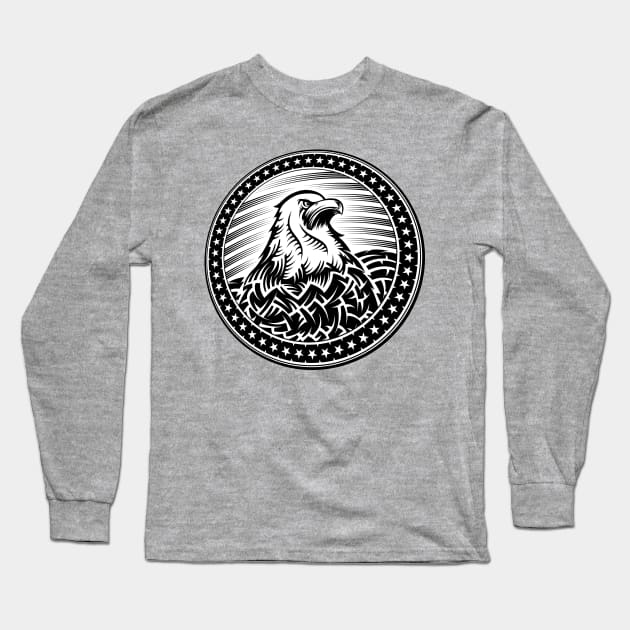 American Bald Eagle USA Natioal Symbol Independence Day Emblem Head Long Sleeve T-Shirt by alxr